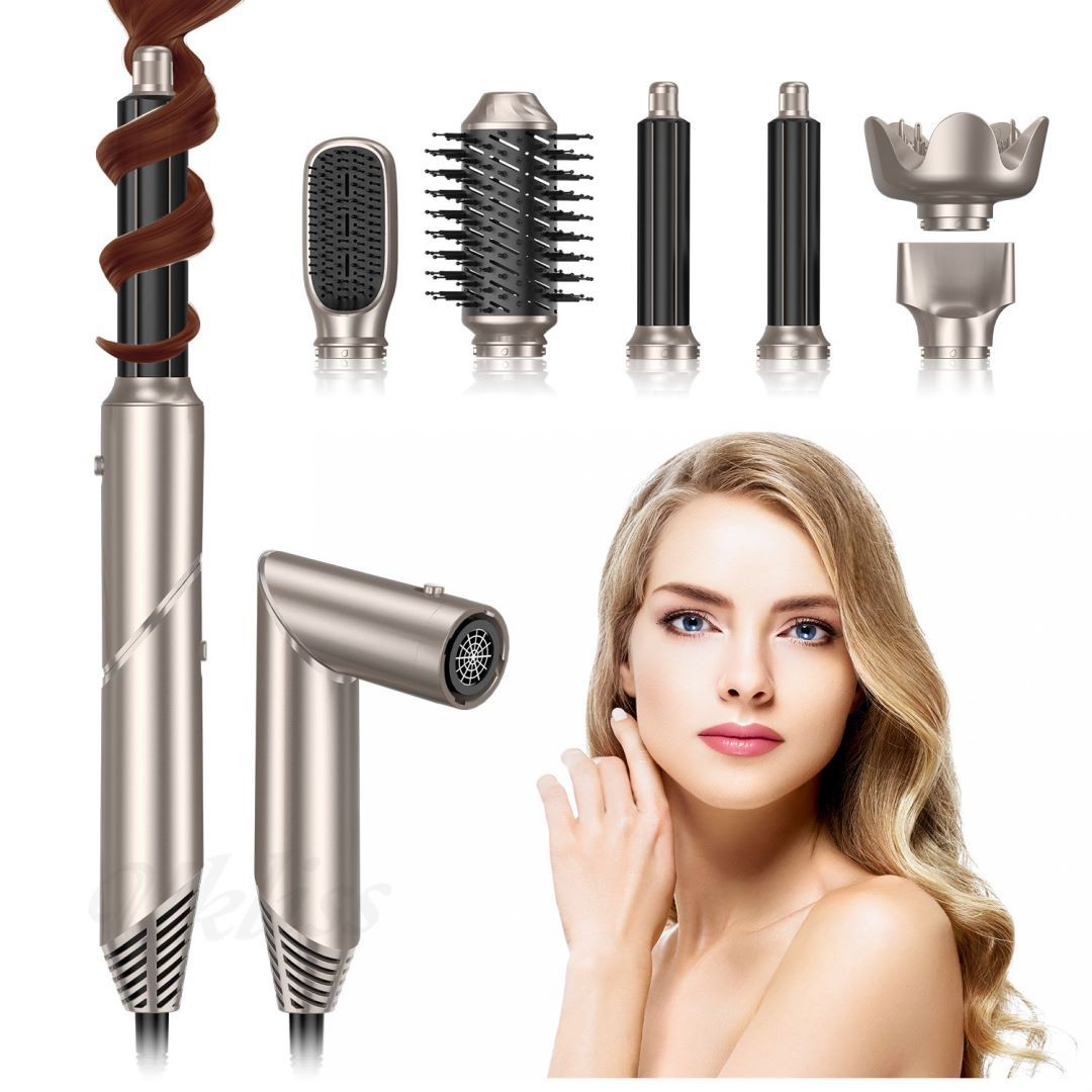 Air Sculpt 6-in-1 Hot Air Brush Set, Multi-Styler for Salon Blowouts, Defined Curls, Volume Boost & Frizz-Free Straightening,