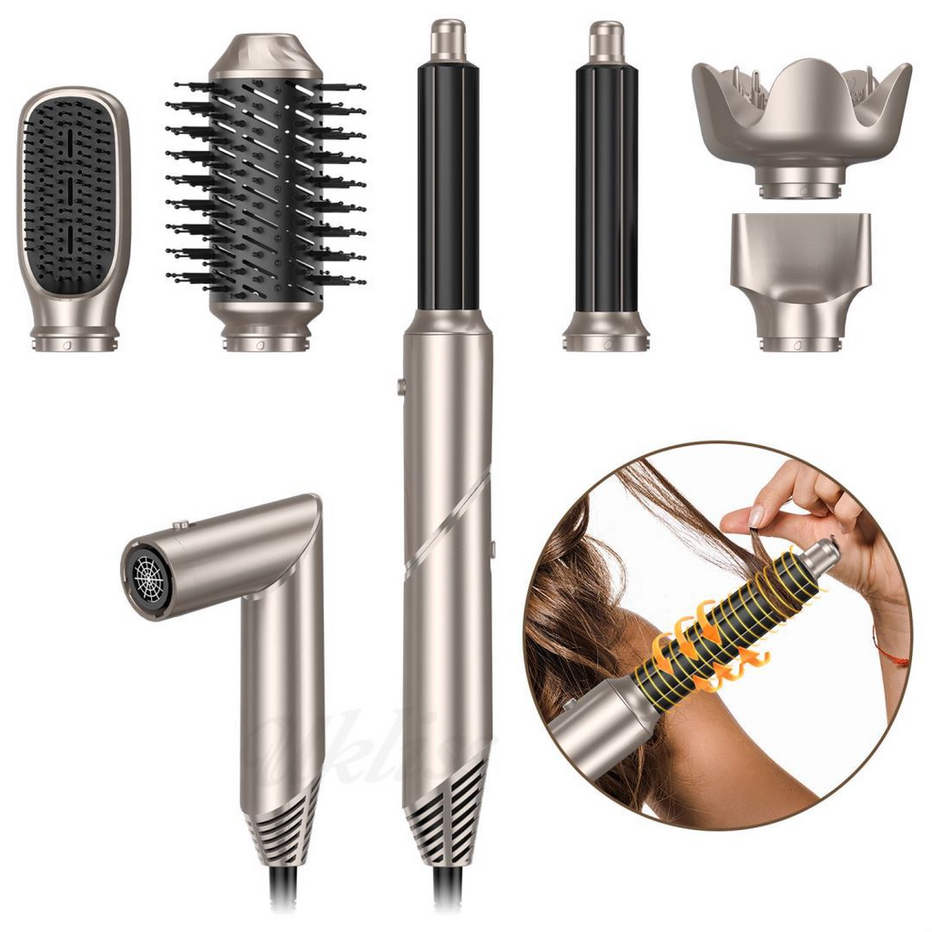 Air Sculpt 6-in-1 Hot Air Brush Set, Multi-Styler for Salon Blowouts, Defined Curls, Volume Boost & Frizz-Free Straightening,