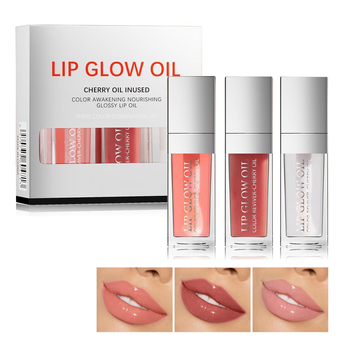 Plumping Lip Oil Lip Glow Oil Tinted Lip Balm Lip Care Long Lasting Nourishing Transparent Toot Lip Oil Repairing Lip Lines and Prevents Dry Cracked Lip Plumper (Lip Gloss- B Set)
