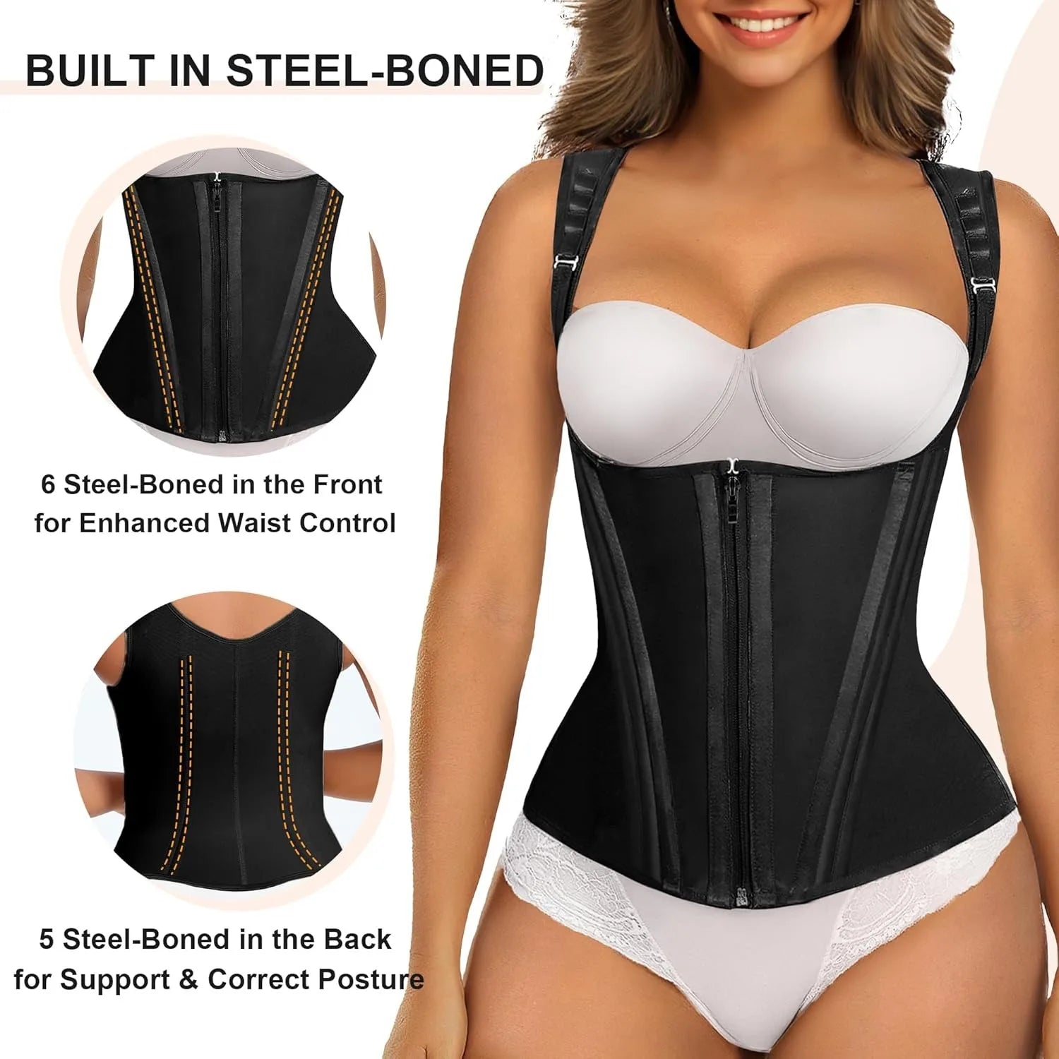 Waist Trainer for Women, Tummy Control Sports Girdle, Workout Body Shaper with Adjustable Shoulder Strap